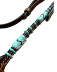 Turquoise Rawhide Dark Leather Browband Headstall