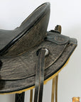 Traditional Handcrafted Antique Black Wade Ranch Roping Saddle With Exquisite Tooled Leather