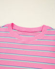 Stripe Textured Knit Round Neck Long Sleeve Top