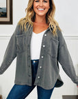 Mineral Wash Chest Pocket Drop Shoulder Shacket
