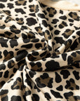 Leopard Contrast Trim Pullover and Drawstring Shorts Set