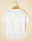 Flower Eyelet Embroidered Patchwork Sheer Shirt