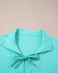 Bow Collared 3/4 Sleeve Side Pocket Mini Dress