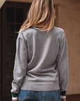 Varsity Stripe Contrast Trim V-Neck Sweater