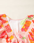 Floral V-Neck Puff Sleeve Maxi Dress