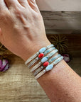 White Buffalo or Red Spiny Cuff Bracelet – Sterling Silver