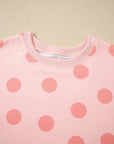 Polka Dot Pullover and Drawstring Shorts Set
