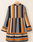 Stripe Polka Dot Ruffle Hem Mini Dress