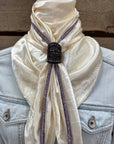 35X35" Solid Cream Wild Rag / Scarf - Leather Slide and Bolo Tie