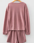 Solid Textured Knit Pullover and Shorts Set