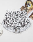 Leopard Frayed Hem Denim Shorts