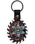 Hand Tooled Leather Key Chain Ring Handcraft Handmade Hilason