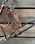Brown Floral Tooled Lariat & Leather Combo Halter