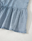 Clare Sleeveless Ruffled Chambray Dress