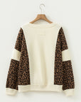 Leopard Patchwork Raw Seam Colorblock Top