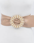 Pearl Round Buckle Plus Size Belt Featuring FiftyInch Length And TwoPointFiveInch Width