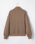 Solid Textured Knit Snap Button Collar Top