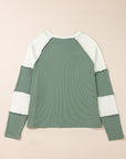 Faye Colorblock Patchwork Raglan Long Sleeve Top