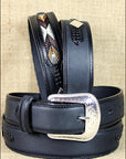 44 Inch 3D Black Mens Western Fashion Leather Belt Removable Buckle