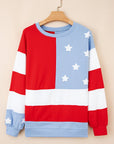 USA Flag Patchwork Drop Shoulder Oversize Sweatshirt