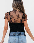 Ensley Sheer Mesh Short Sleeve Blouse