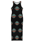 Baha Ranch Southwestern Aztec Sleeveless Bodycon Side Slit Western Maxi Dress