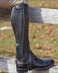 Shires Pebbled Leather Half Chaps Close Fit Elastic Calf & Secure Press Studs