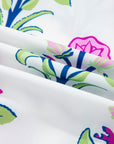 Floral Contrast Stripe Trim Notch Neck Dress