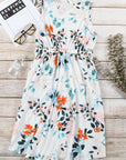 Floral Sleeveless Button Up Waist Mini Dress