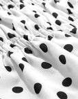 Polka Dot Bow Square Neck Puff Sleeve Top