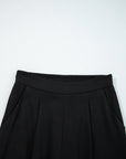 Solid Pleated Pull-On Straight Leg Pants