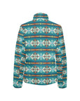 Teal Aztec Women's Puffy Bomber Jacket