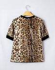Leopard Sequin Short Sleeve Top
