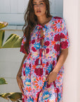 Floral Tied Front High Waist Short Sleeve Dress