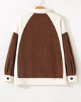 Colorblock Fleece Patchwork Button Down Shacket