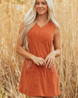 Western Corduroy Embroidered Patch Pocket Mini Dress