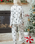 Bow Tie Long Sleeve Top and Pants Pajama Set