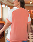 Khloe Plus Size Rib Color block Short Sleeve Top