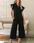 Alyssa Textured Flutter Sleeve Top