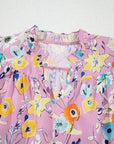 Floral Flutter Sleeve V-Neck Top