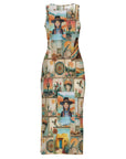 Baha Ranch Colores de Mexico Pictures of the Southwest Sleeveless Bodycon Side Slit Long Dress