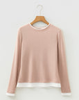 Faux Two-Piece Patchwork Long Sleeve Top