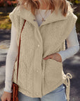 Solid Fleece Snap Button Side Tie Vest