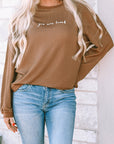 Jessiette Loved Print Corduroy Sweatshirt