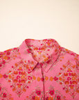 Floral Wide Short Sleeve Button Up Shirt