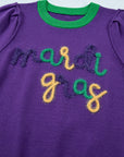 Mardi Gras Tinsel Embroidered Short Sleeve Sweater