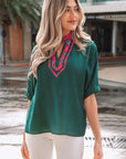 Janiyah Patchwork Half Sleeve Blouse