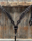 Dark Oil Floral Tooled with Copper Dots Tack Sets