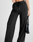 Solid Seam Drawstring Wide Leg Sweatpants