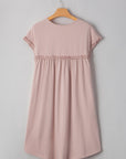 Solid Frilled Trim Short Sleeve Mini Dress